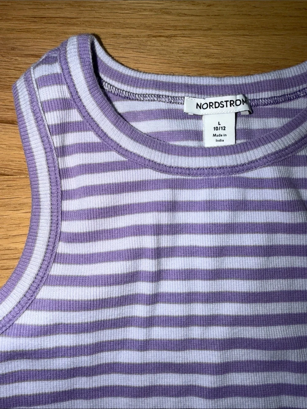Nordstrom Girls Lavender and White Striped Tank Dress Childs Large (10/12)